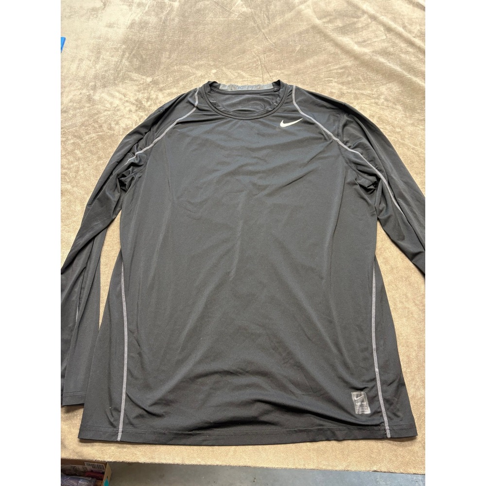 Nike Pro Men'sโ Black Dri FIT Long Sleeve Compression Baselayer Shirt XL